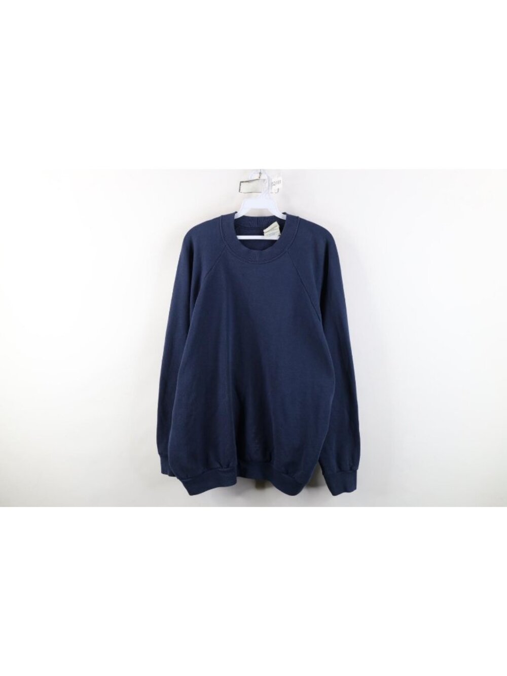Vintage 90s Streetwear Mens 3XL Thrashed Blank Crewneck Sweatshirt Navy Blue